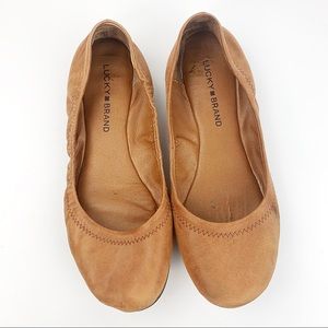 LUCKY BRAND Tan Leather Emmie Ballet Flats Sz 8.5